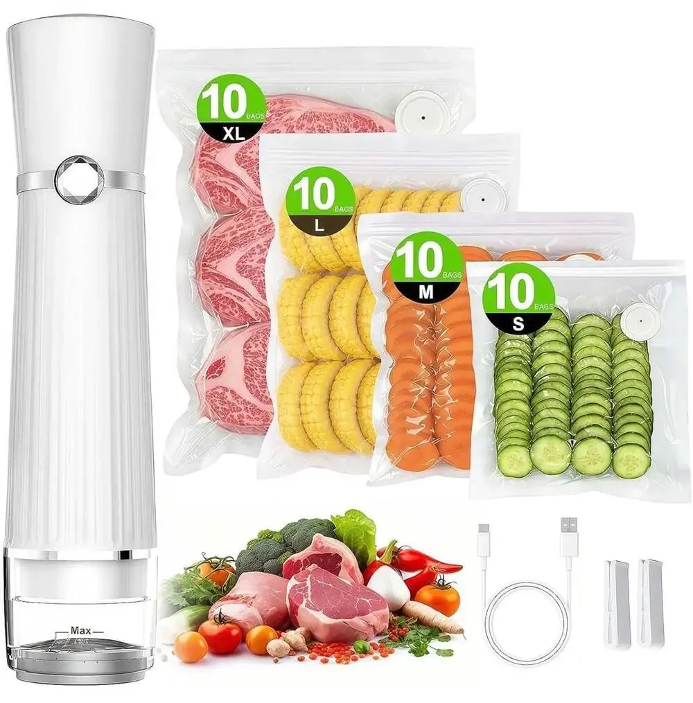 Vacuum Sealer for Food, Compact Vacuum Sealer Machine + 40 Reusable Vacuum Bags